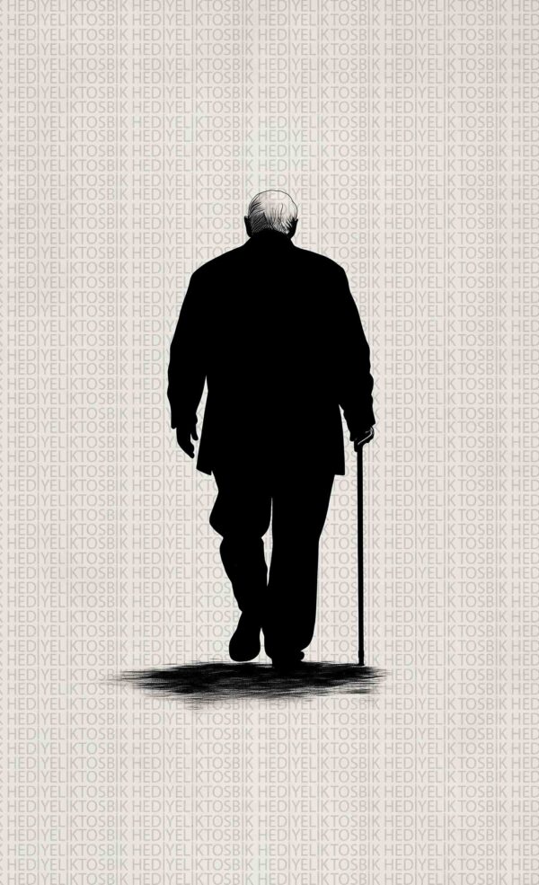 Yalnız Adam – Minimalist Siyah Beyaz Ahşap Poster