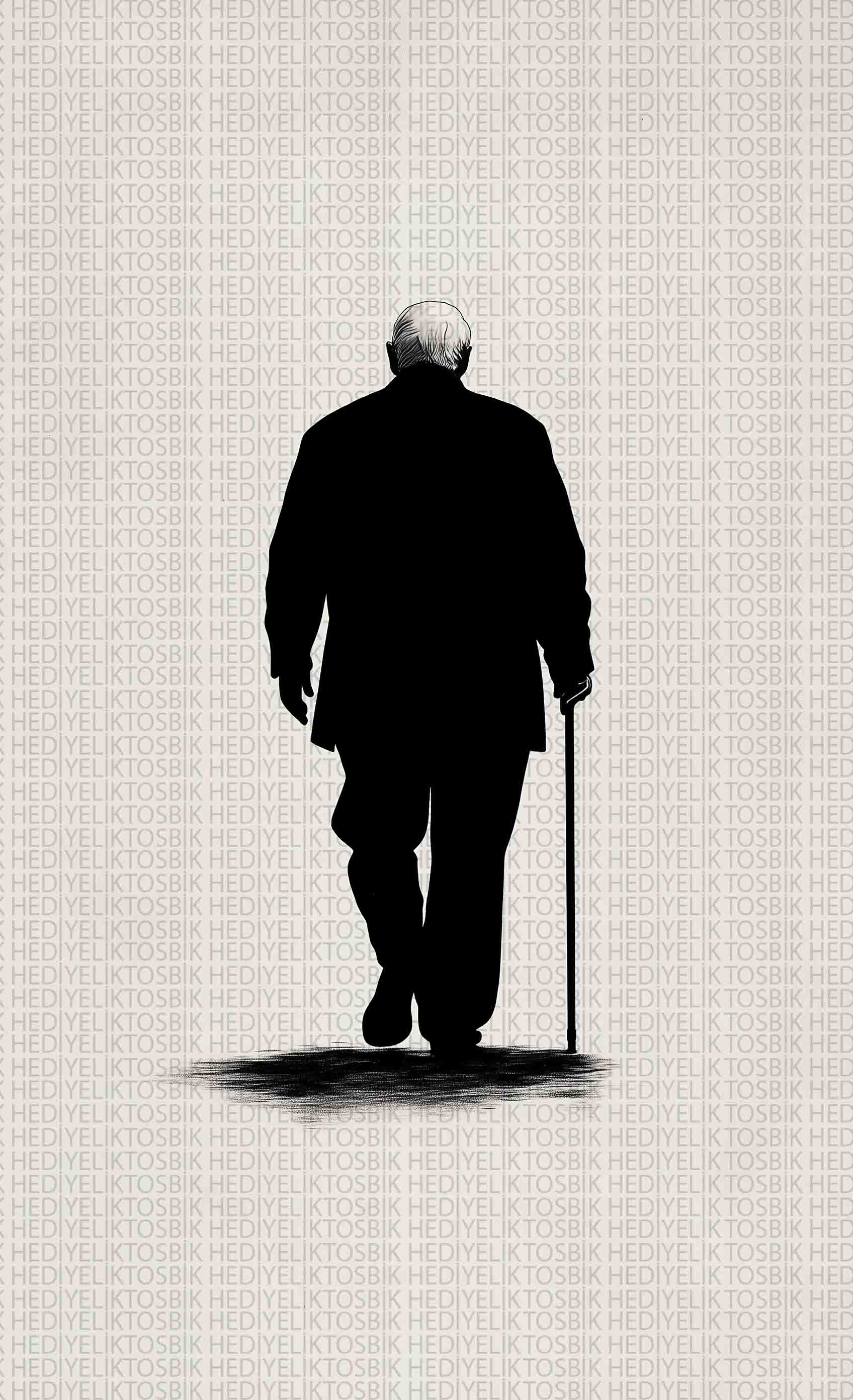 Yalnız Adam – Minimalist Siyah Beyaz Ahşap Poster