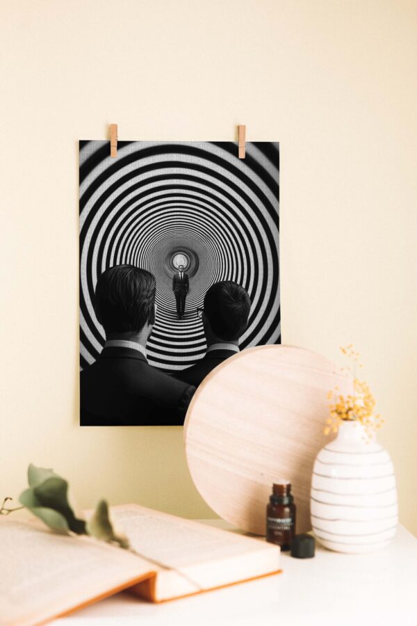 Hipnoz – Spiralin İçinde Düşünceyi Yutan Adam Ahşap Poster