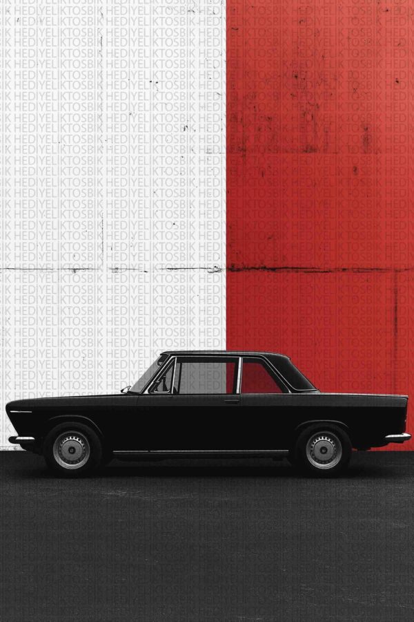 Minimal Retro Şıklık – Klasik Araba Temalı Ahşap Poster