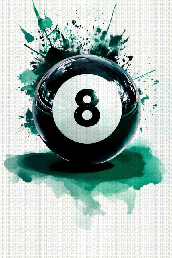 8 Top – Modern Suluboya Tarzı Bilardo Temalı Ahşap Poster