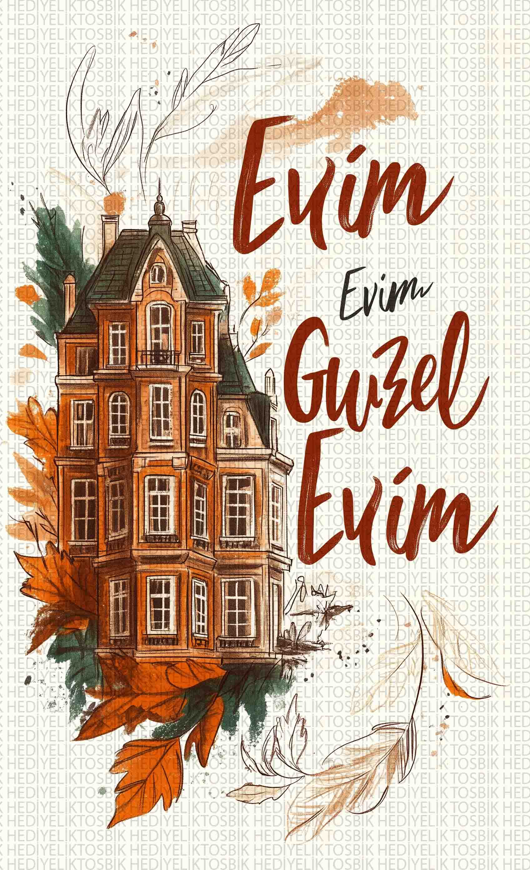 Evim Güzel Evim Yazılı Ahşap Poster