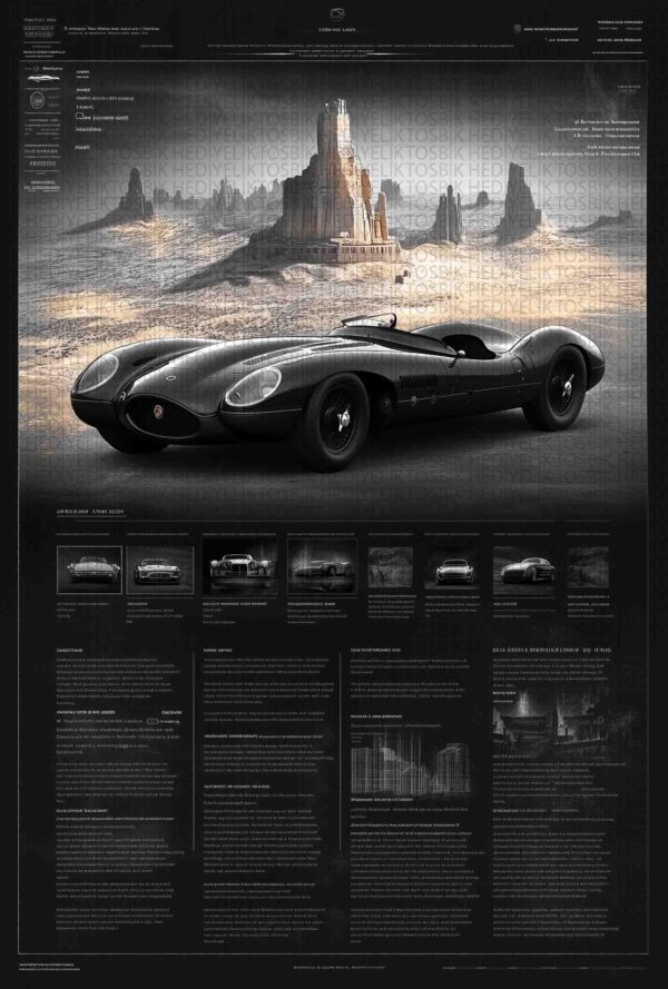 Klasik Spor Araba ve Çöl Manzaralı Ahşap Poster