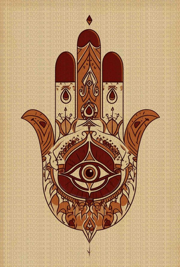 Ayşe'nin Eli - Hamsa El Figürü – Nazar Temalı Etnik Ahşap Poster