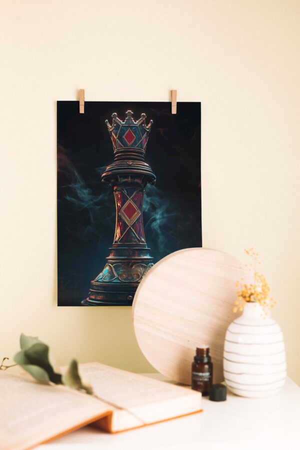 Gotik Satranç Kraliçesi – Fantastik Tarzda Dekoratif Ahşap Poster
