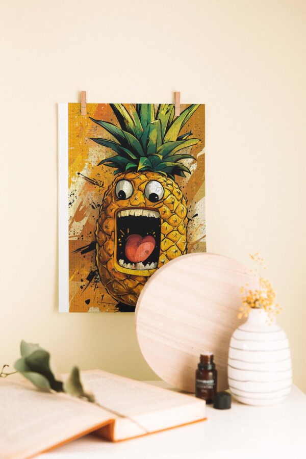 Çılgın Ananas – Renkli ve Eğlenceli Ahşap Poster