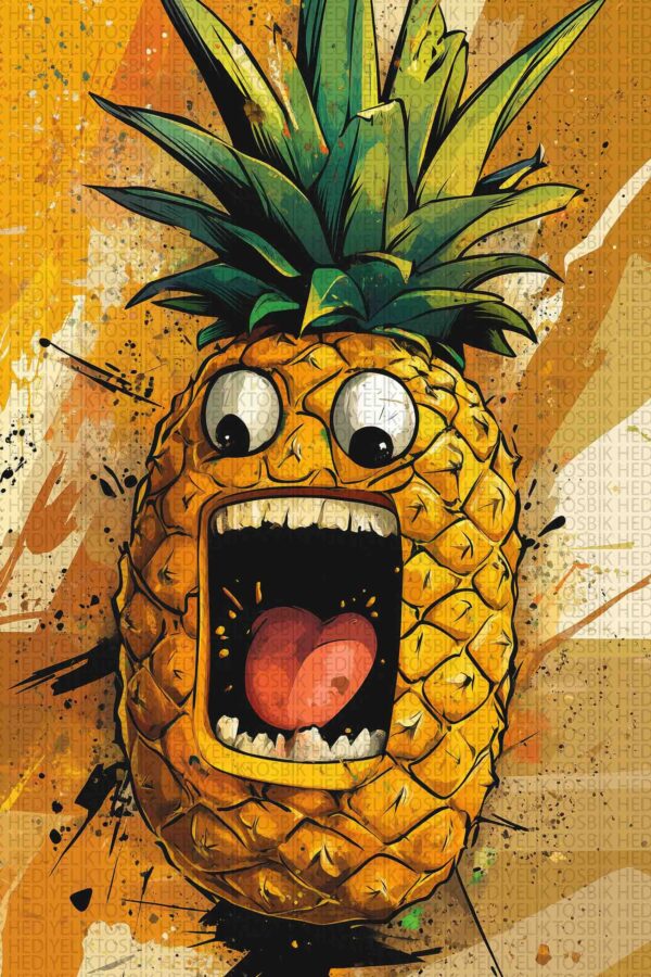 Çılgın Ananas – Renkli ve Eğlenceli Ahşap Poster
