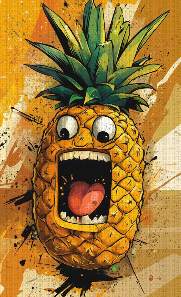 Çılgın Ananas – Renkli ve Eğlenceli Ahşap Poster