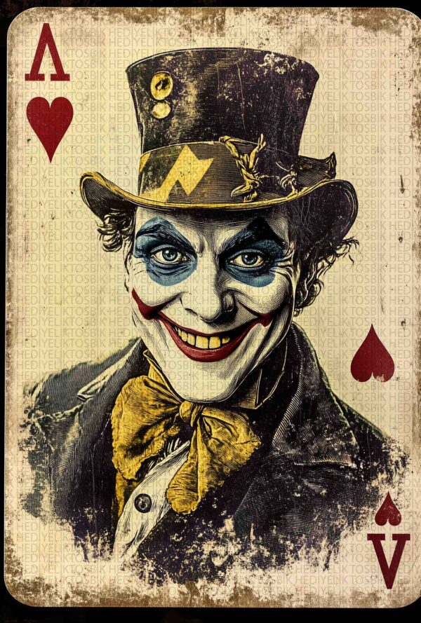 Gotik Joker İskambil Kartı – Retro As Figürlü Poster
