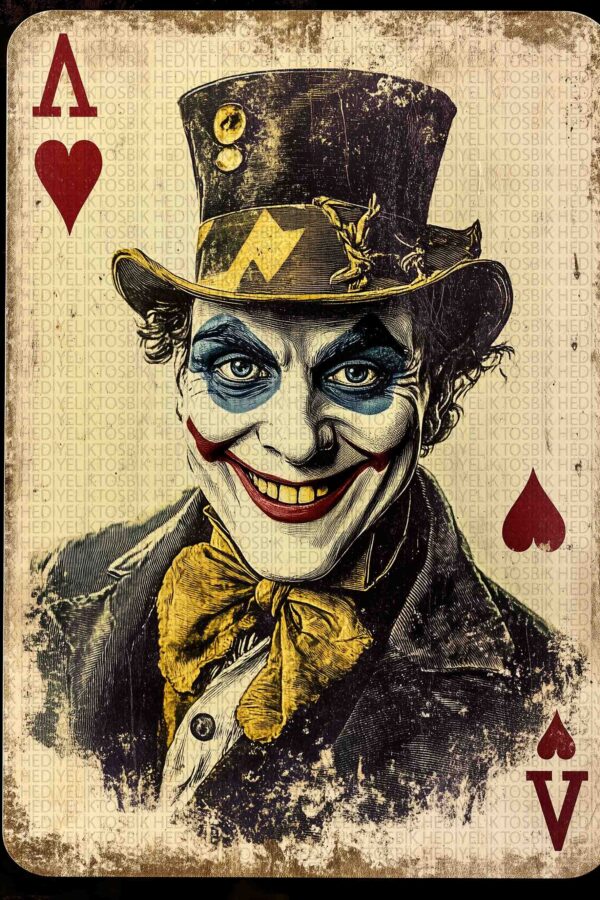 Gotik Joker İskambil Kartı – Retro As Figürlü Poster