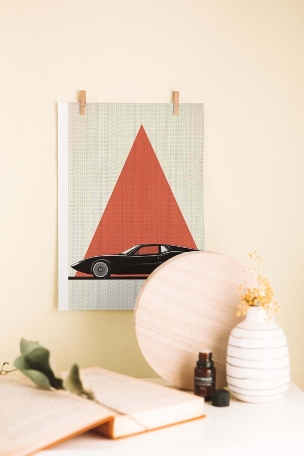 Retro Spor Araba – Minimalist Tarzda Dekoratif Ahşap Poster
