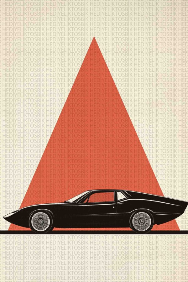 Retro Spor Araba – Minimalist Tarzda Dekoratif Ahşap Poster