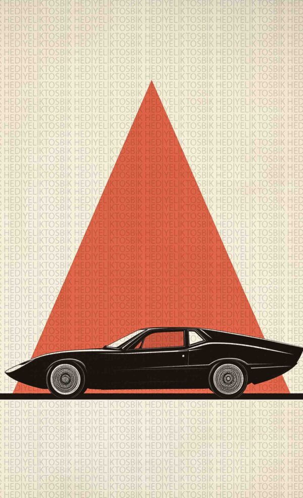 Retro Spor Araba – Minimalist Tarzda Dekoratif Ahşap Poster