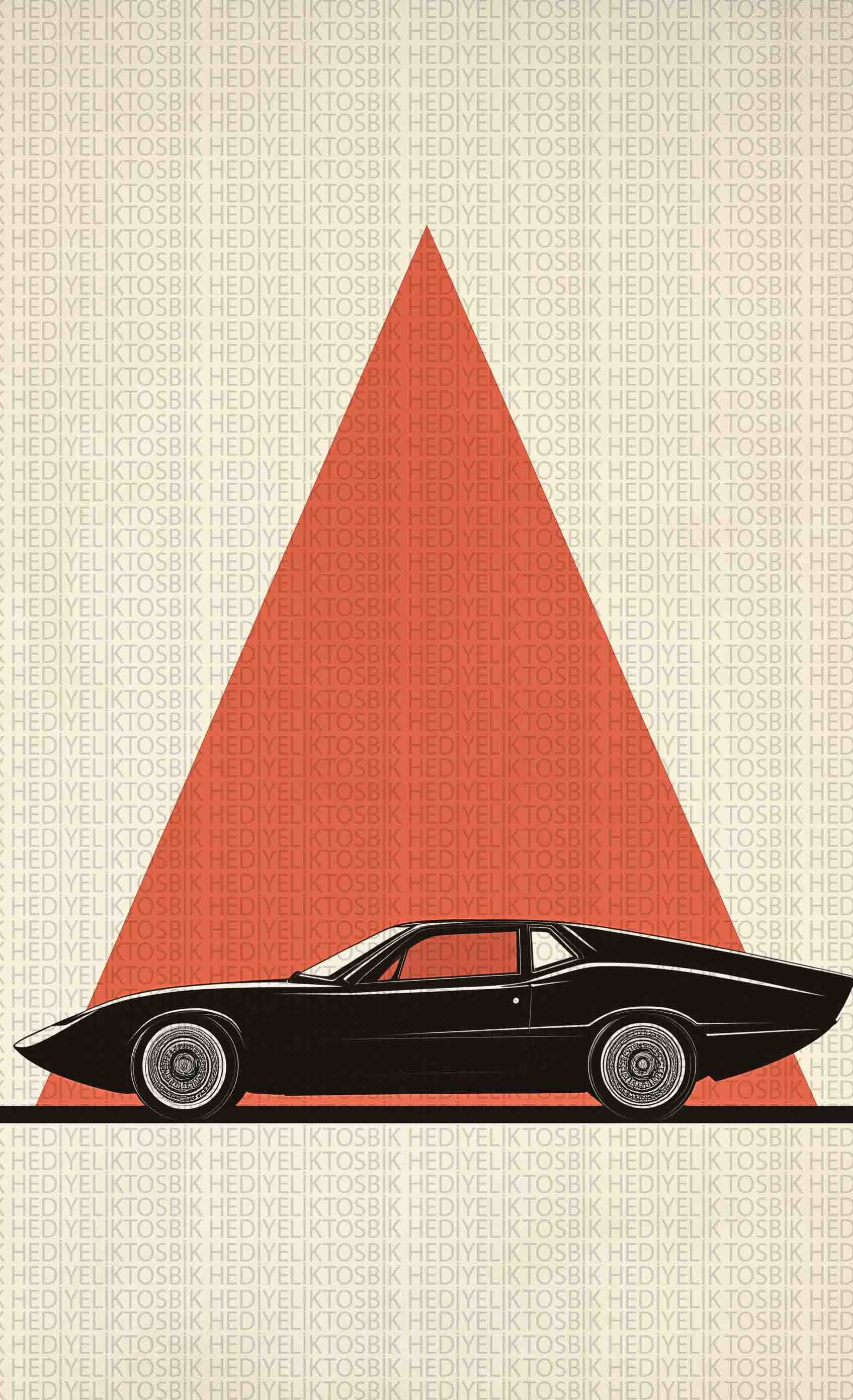 Retro Spor Araba – Minimalist Tarzda Dekoratif Ahşap Poster