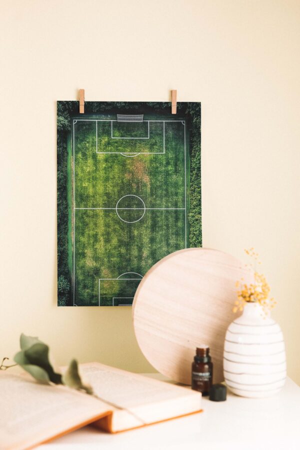 Futbol Sahası – Havadan Görünüm Temalı Dekoratif Ahşap Poster