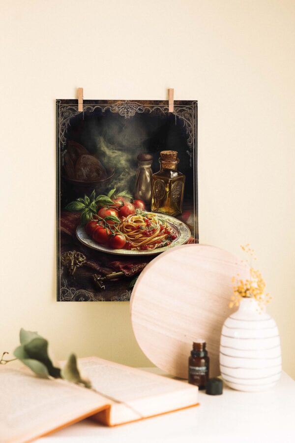 İtalyan Lezzeti – Vintage Sanat Stilinde Makarna Temalı Dekoratif Ahşap Poster