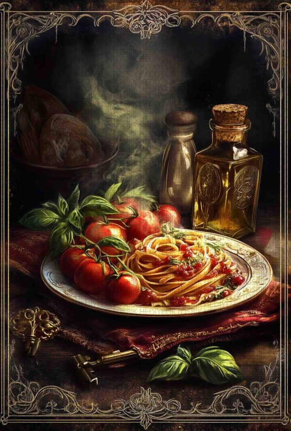 İtalyan Lezzeti – Vintage Sanat Stilinde Makarna Temalı Dekoratif Ahşap Poster