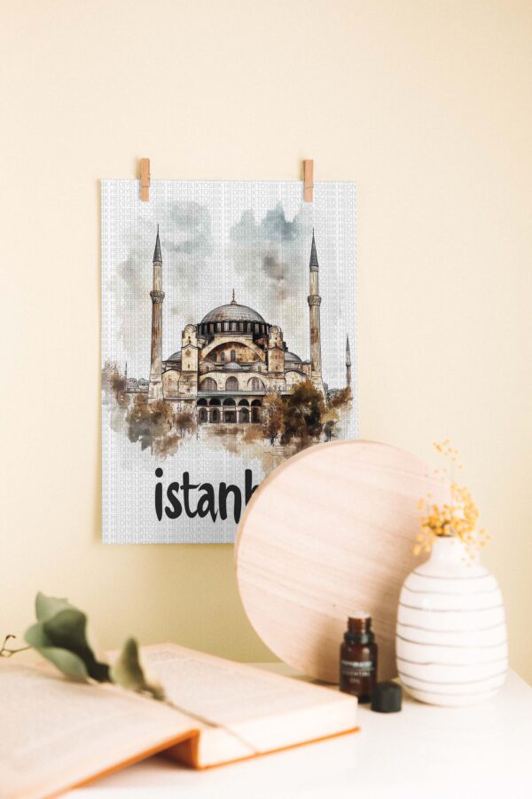 İstanbul’un Kalbi – Ayasofya Camii Suluboya Ahşap Poster