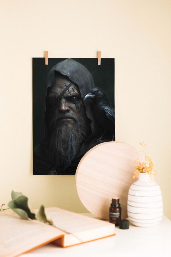 Kuzgunlu Büyücü – Karanlık Fantastik Ahşap Poster