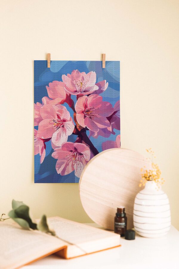 Sakura Çiçeği Temalı Dekoratif Ahşap Poster