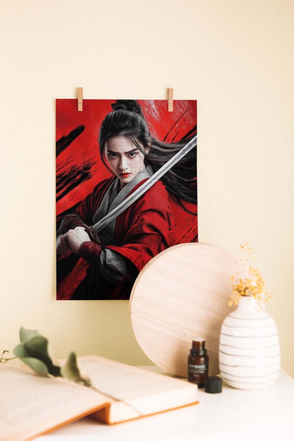 Samuray Kadın – Güç ve Onur Temalı Ahşap Poster