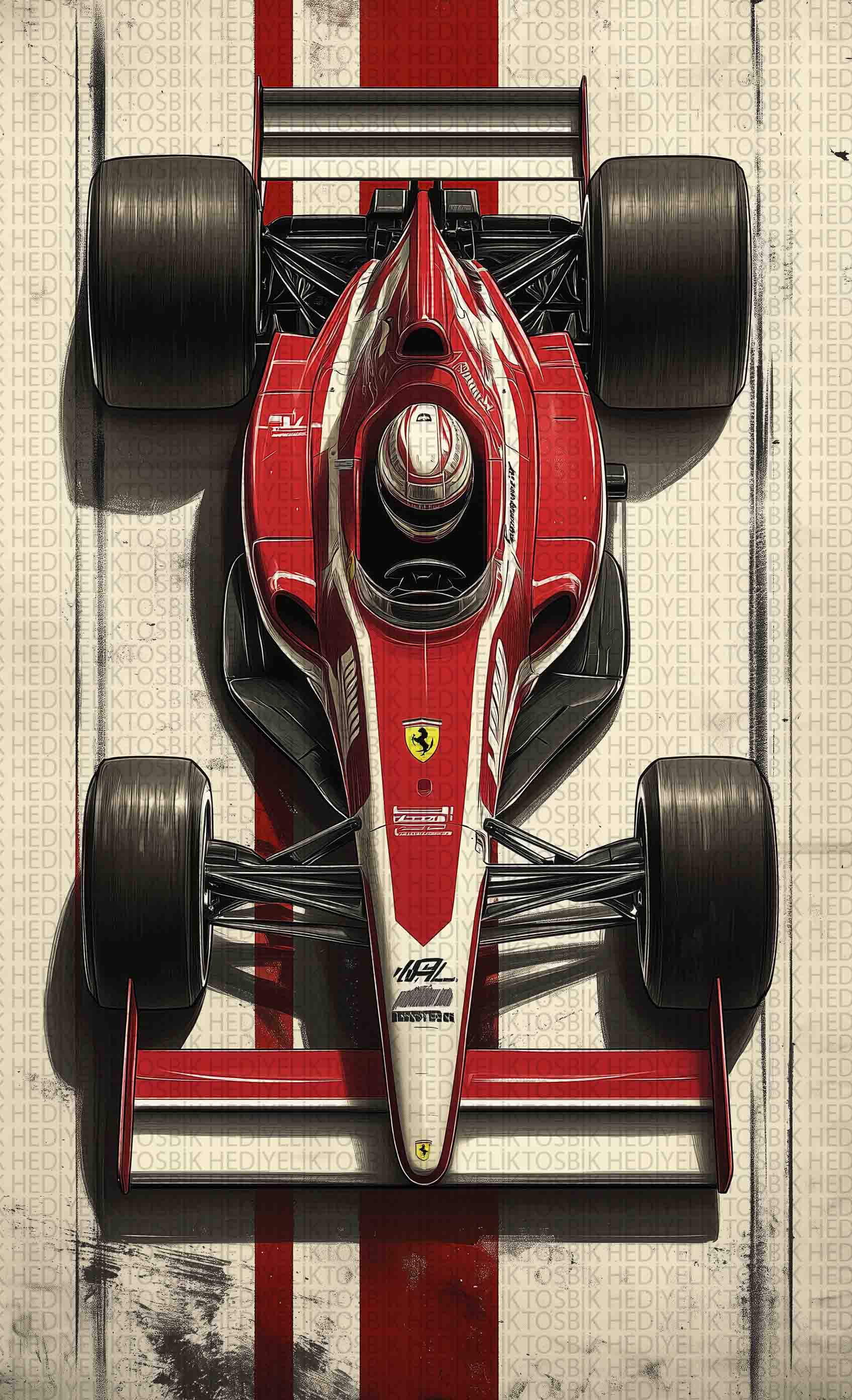 Ferrari Formula 1 – Kırmızı Hız Makinesi Ahşap Poster