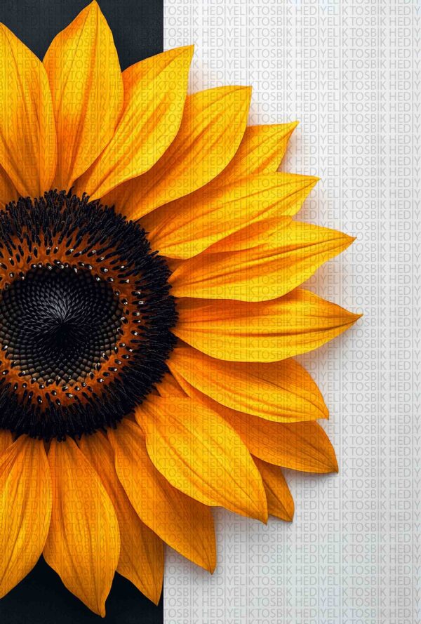 Sade Ayçiçeği – Minimalist Tarzda Ahşap Poster