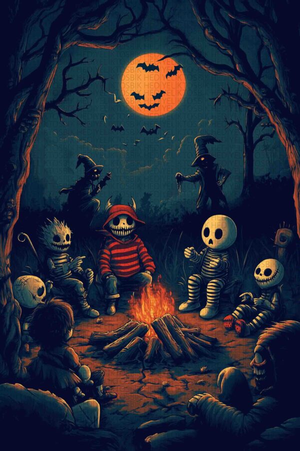 Korku Masalları – Halloween Temalı Ahşap Poster