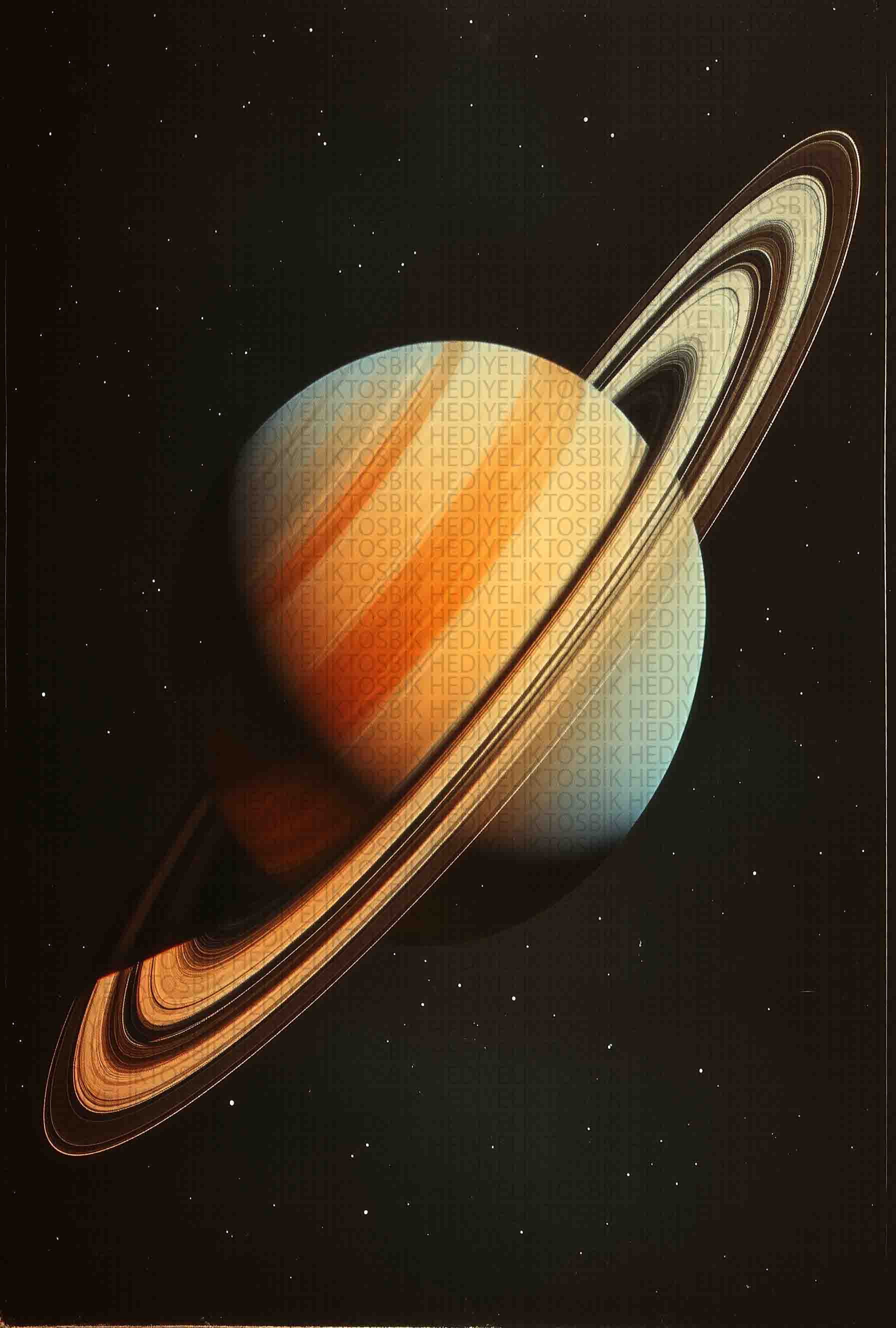 Retro Satürn İllüstrasyonu Ahşap Poster