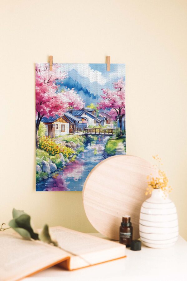 Sakura Bahçesi Manzaralı Ahşap Poster