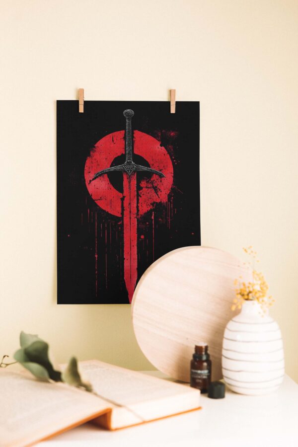Kanlı Kılıç Minimalist Ahşap Poster