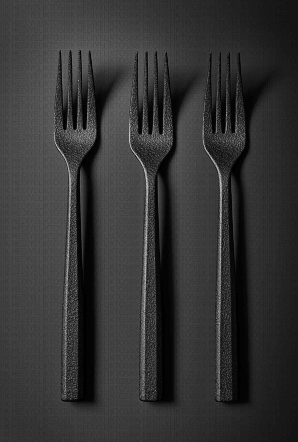 Minimalist Siyah Çatal Tasarımlı Ahşap Poster