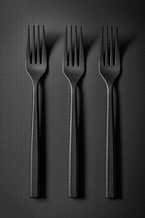 Minimalist Siyah Çatal Tasarımlı Ahşap Poster