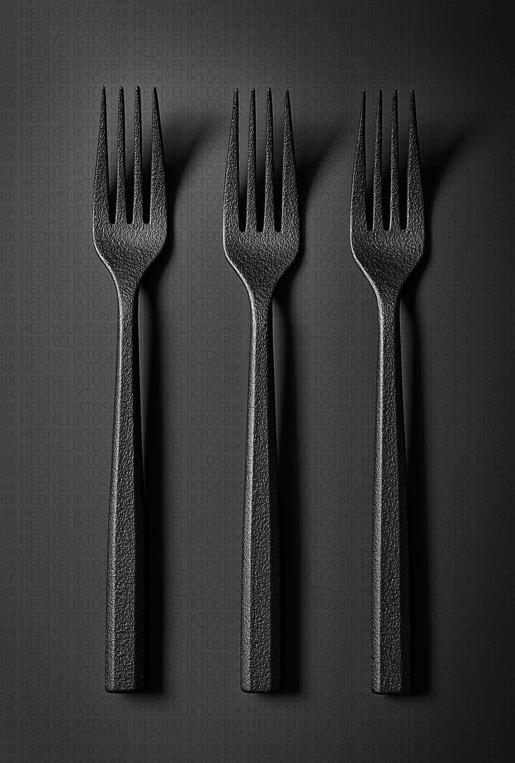 Minimalist Siyah Çatal Tasarımlı Ahşap Poster