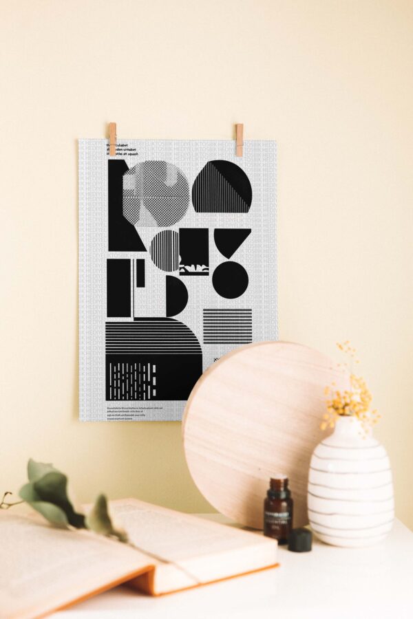 Geometrik Formlar Minimalist Ahşap Poster