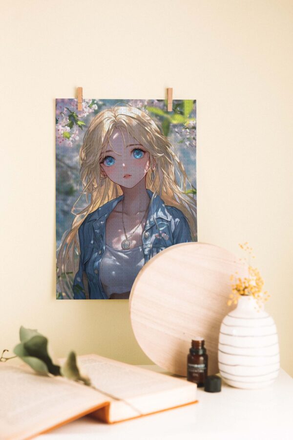 Anime Stili Bahar Kızı Ahşap Poster