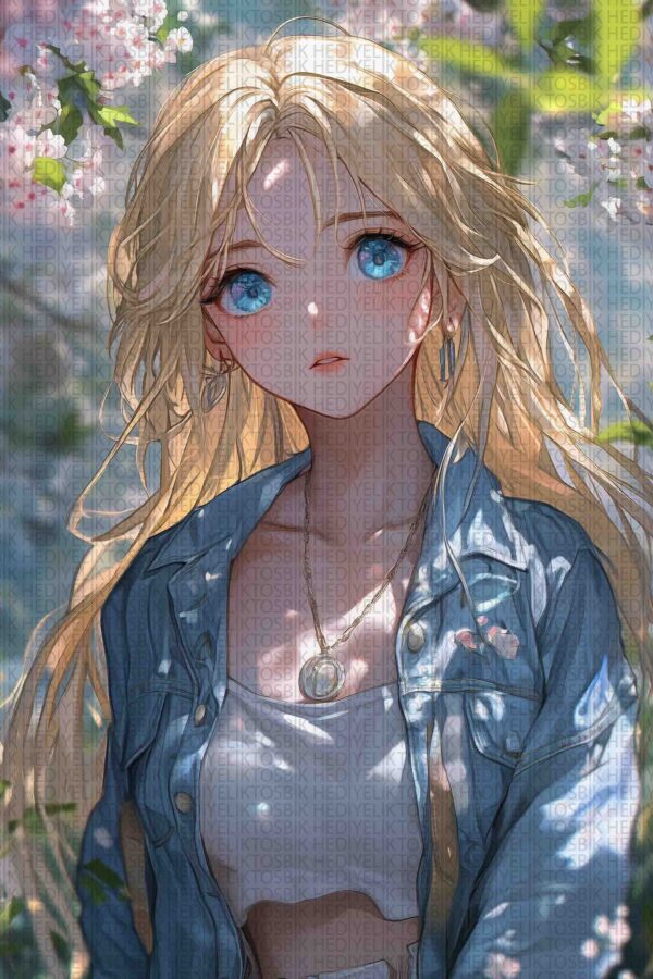 Anime Stili Bahar Kızı Ahşap Poster