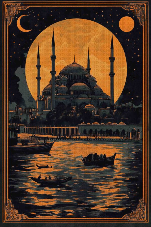 Ay Işığında Sultanahmet Ahşap Poster