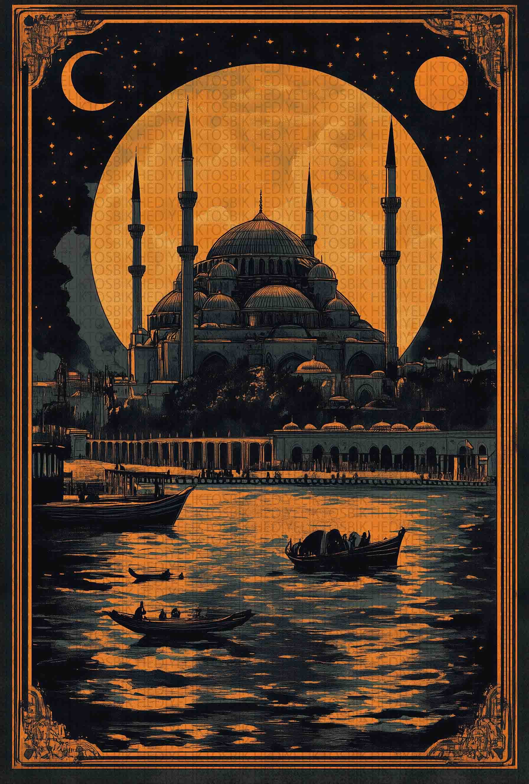 Ay Işığında Sultanahmet Ahşap Poster