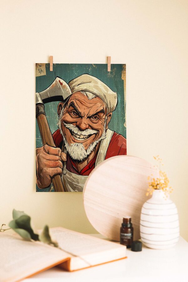 Kasap Temalı Retro Ahşap Poster