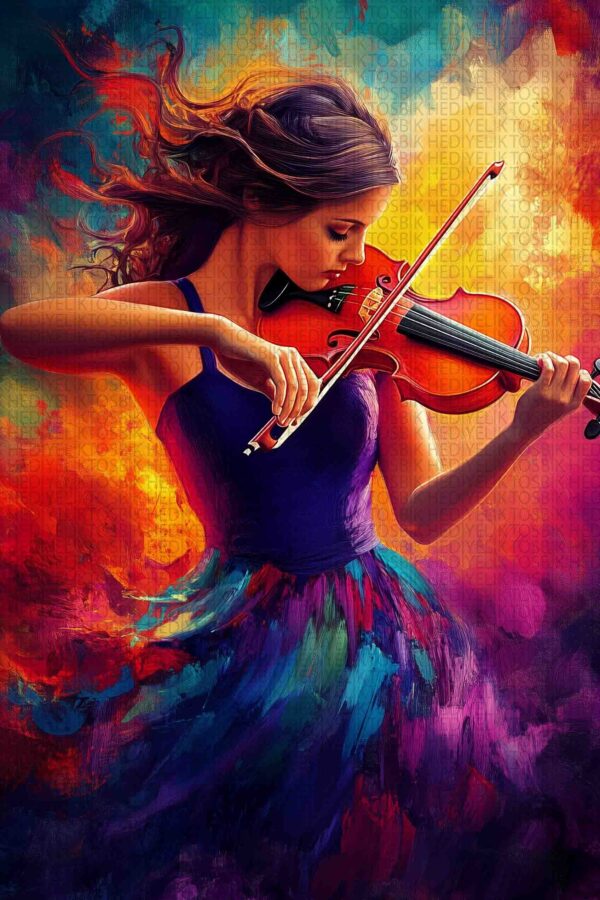 Renklerin Melodisi – Müzik Temalı Ahşap Poster