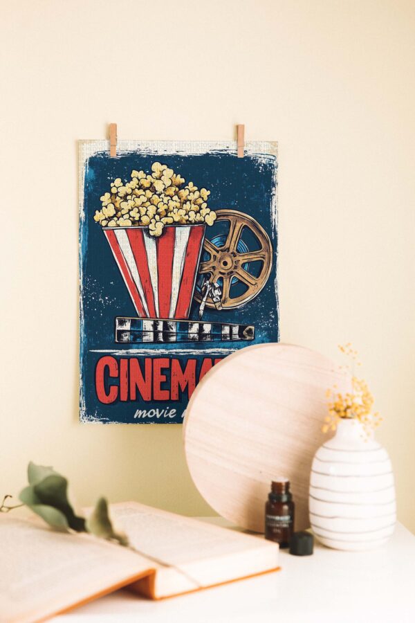 Cinematic Movie Nights – Film Temalı Ahşap Poster