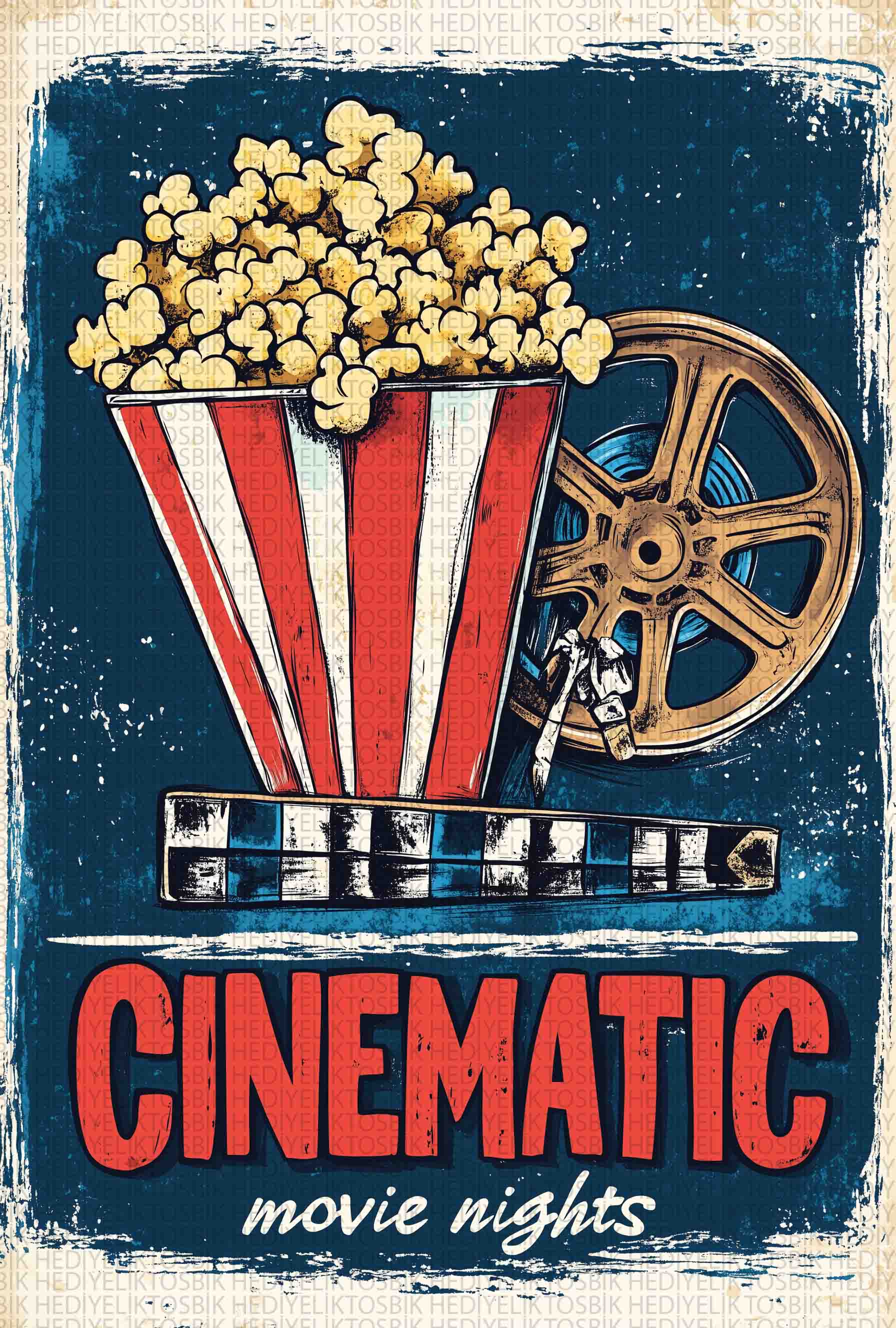 Cinematic Movie Nights – Film Temalı Ahşap Poster