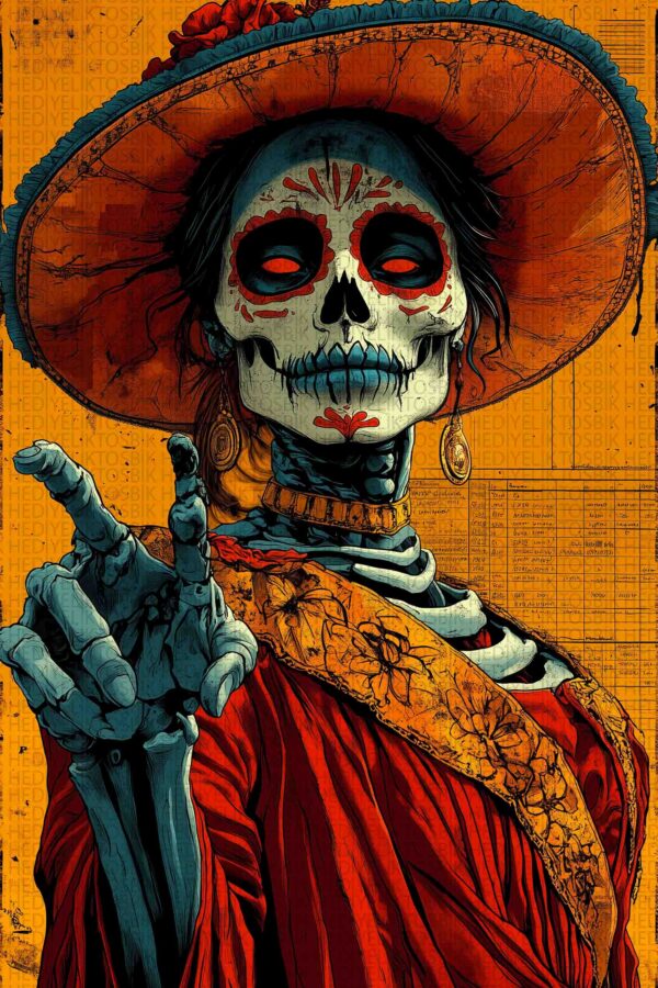 La Catrina – Meksika Ruhları Ahşap Poster