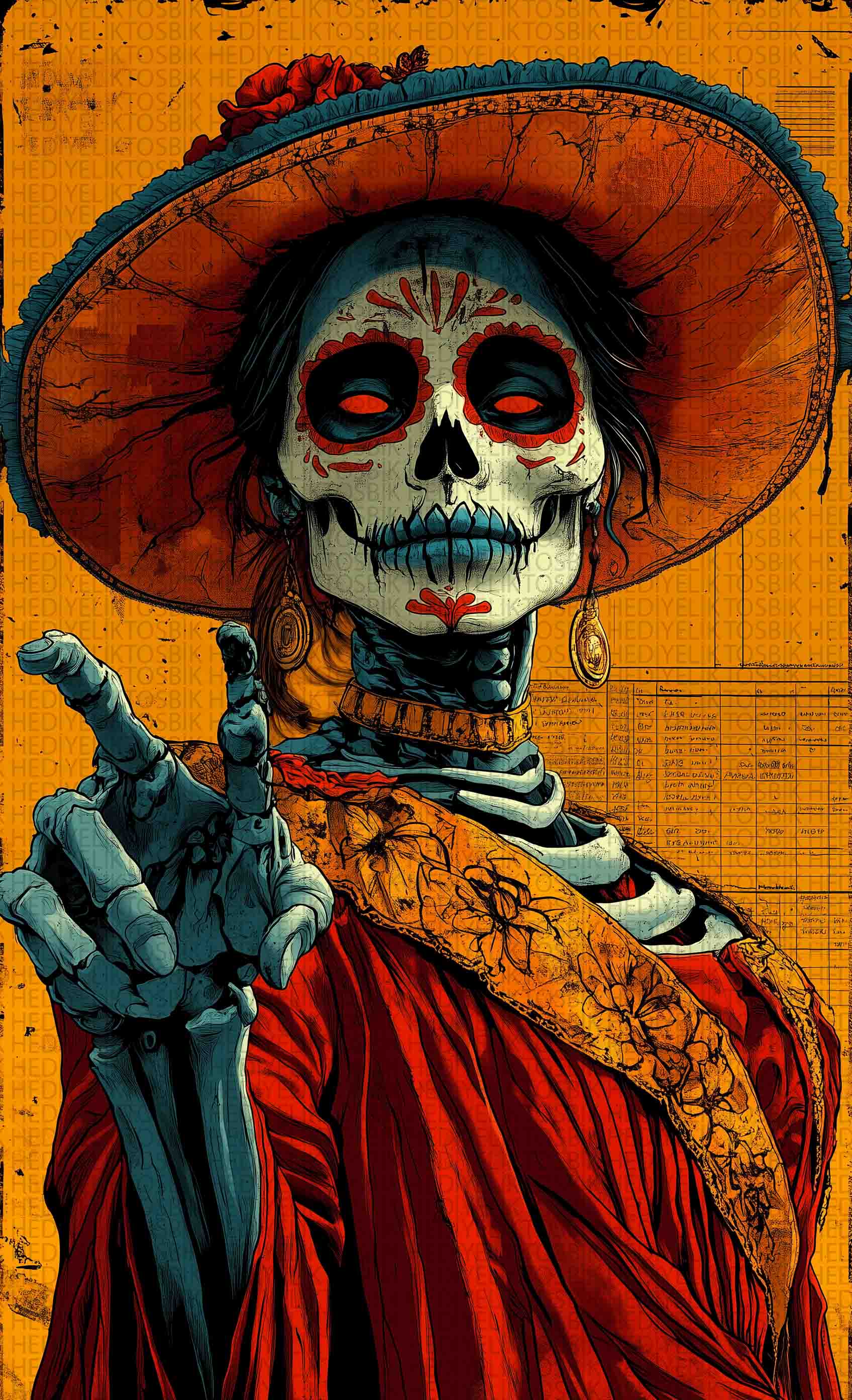 La Catrina – Meksika Ruhları Ahşap Poster