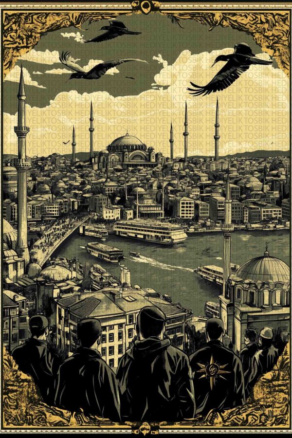 İstanbul’un Silüeti – Dekoratif Ahşap Poster