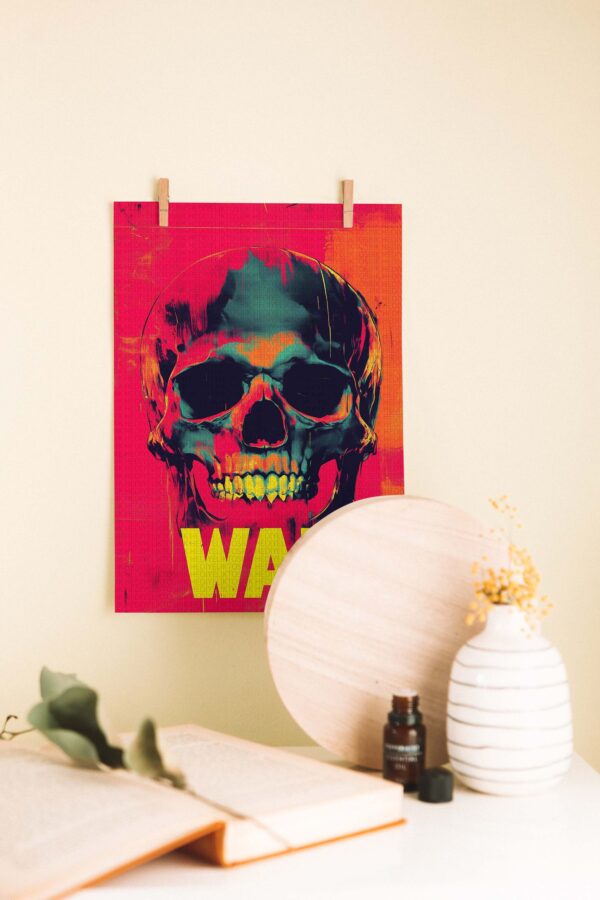 War Skull – Retro Tarz Dekoratif Ahşap Poster