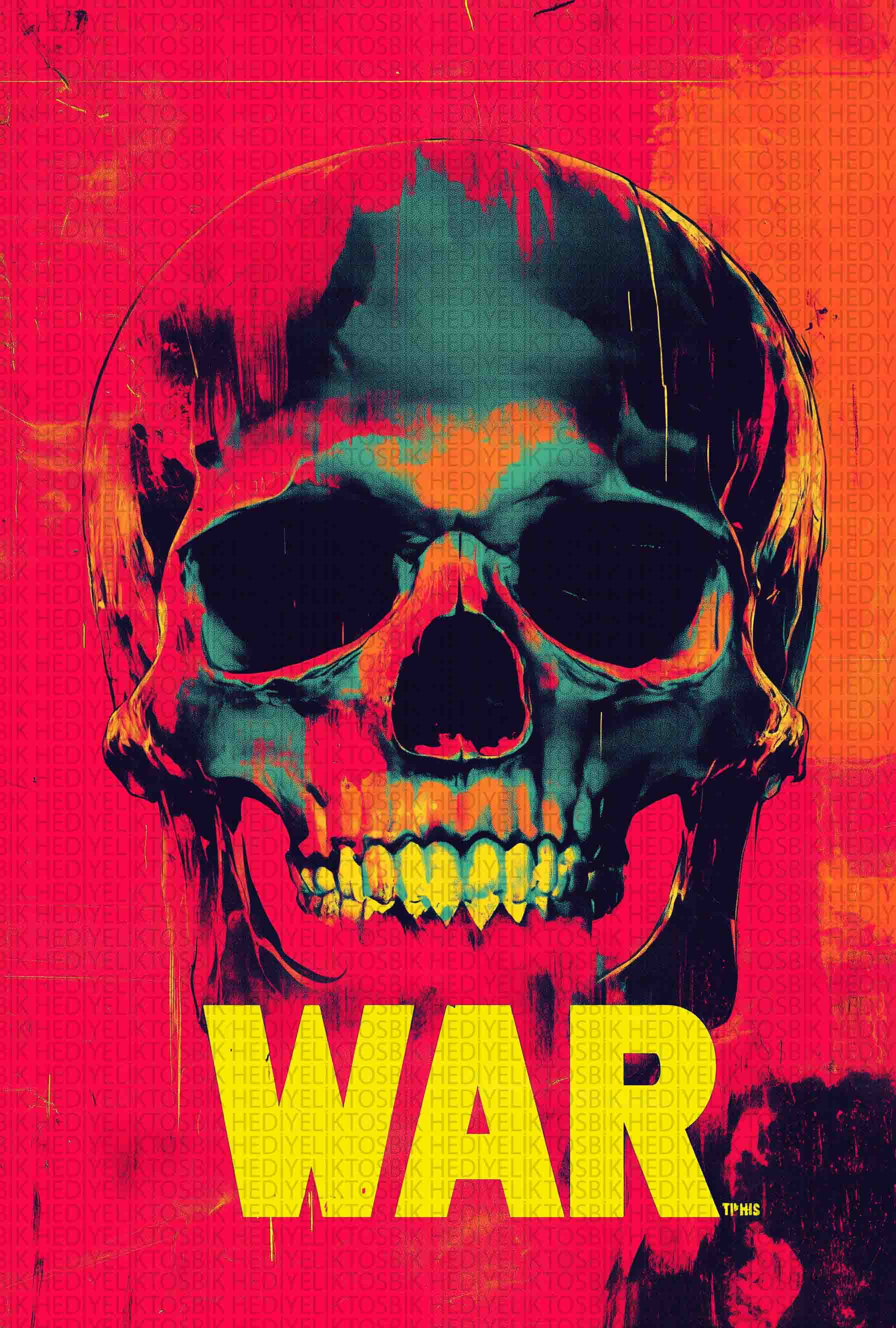 War Skull – Retro Tarz Dekoratif Ahşap Poster