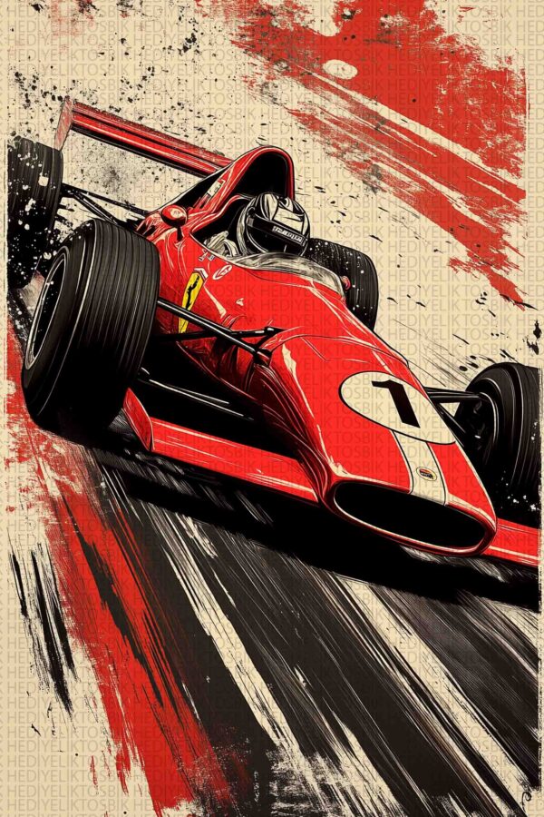 Speed Racer – Retro Stil Formula 1 Ahşap Poster