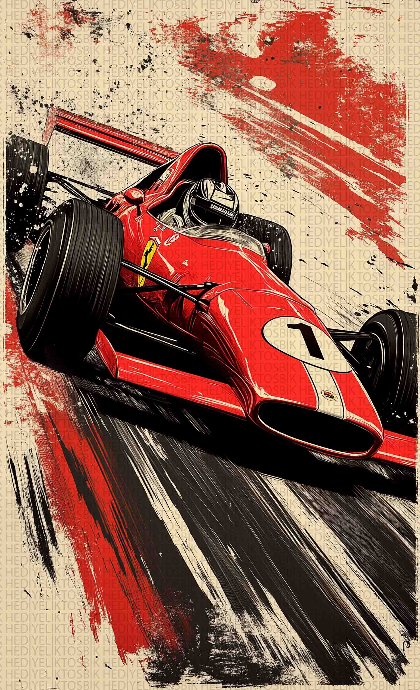 Speed Racer – Retro Stil Formula 1 Ahşap Poster